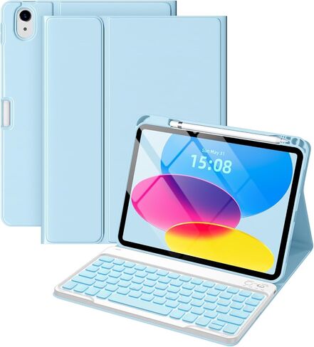 LEOMARON for iPad (A16) 11th/10th Generation Case with Keyboard, 7-Color Backlit, Detachable Keyboard Case for iPad A16 11 inch 2025 & 10th Gen 10.9 inch 2022, Folio Cover with Pencil Holder, Pink in Saudi Arabia