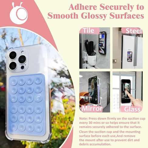 Anteel Medium-Sized Silicone Suction Phone Case Adhesive Mount, Enhanced Suction Power and Upgraded Thickened Sticky Phone Grip, Durable, Hands-Free Sticky Phone Holder, 2.28"x3.46" (Black) in Kuwait