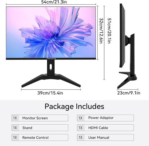 27 inch Computer Monitor 1920x1080 Vertical PC Monitor with HDMI VGA AV BNC USB Ports, Multi-Function Stand, VESA, Display Frameless Build-in Speakers for Office Home in Saudi Arabia