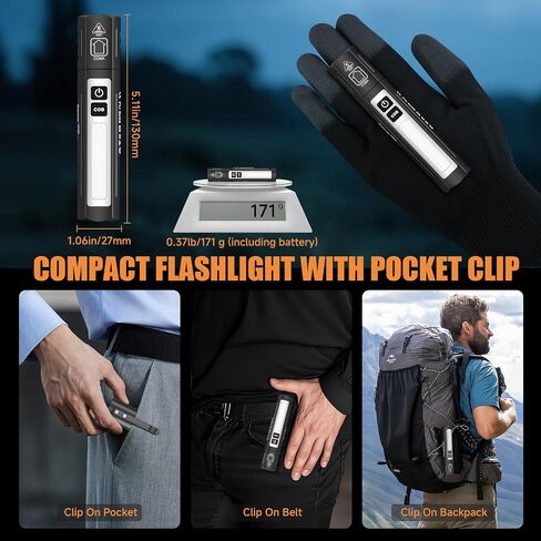 Rechargeable Magnetic Small Powerful Flashlights, Bright Pocket Flashlight | High Lumens, USB C Charging, 8 Modes Zoomable, Dual Button Waterproof Tactical Work Flash Light for Car,Emergency,Camping in Saudi Arabia