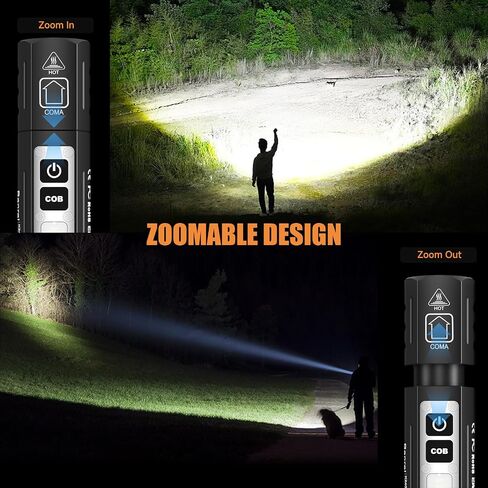 Rechargeable Magnetic Small Powerful Flashlights, Bright Pocket Flashlight | High Lumens, USB C Charging, 8 Modes Zoomable, Dual Button Waterproof Tactical Work Flash Light for Car,Emergency,Camping in Saudi Arabia