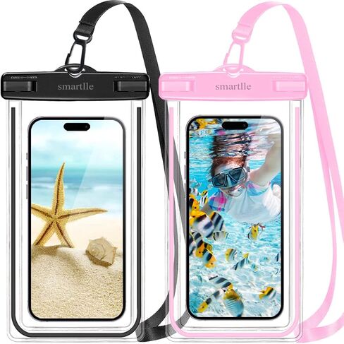 Waterproof Phone Pouches Cases, IPX8 Waterproof Phone Holders for iPhone 15 14 13 12 11 Pro Max XS Plus XR, for Galaxy S24 S23 S22 S21, 2 Pack Cell Phone Dry Bag for Beach Necessities in Saudi Arabia
