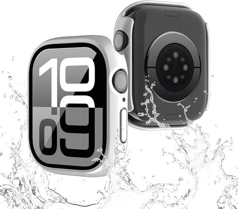 2 in 1 Waterproof Case Compatible for Apple Watch Series 10 Screen Protector 42mm Clear, Hard PC Face Cover with Built-in 9H Tempered Film for iWatch Series 10 42mm Case-Rose Gold in Saudi Arabia