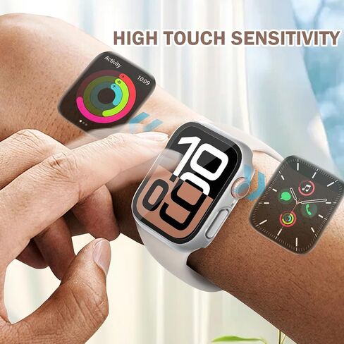 2 in 1 Waterproof Case Compatible for Apple Watch Series 10 Screen Protector 42mm Clear, Hard PC Face Cover with Built-in 9H Tempered Film for iWatch Series 10 42mm Case-Rose Gold in Saudi Arabia