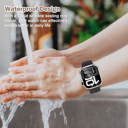 2 in 1 Waterproof Case Compatible for Apple Watch Series 10 Screen Protector 42mm Clear, Hard PC Face Cover with Built-in 9H Tempered Film for iWatch Series 10 42mm Case-Rose Gold in Saudi Arabia