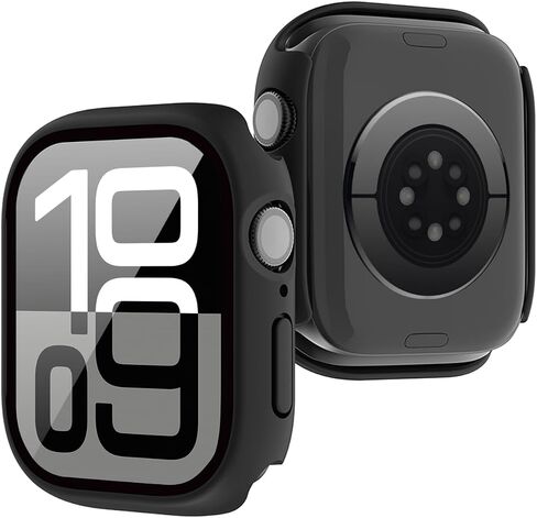 2 in 1 Waterproof Case Compatible for Apple Watch Series 10 Screen Protector 42mm Clear, Hard PC Face Cover with Built-in 9H Tempered Film for iWatch Series 10 42mm Case-Rose Gold in Saudi Arabia
