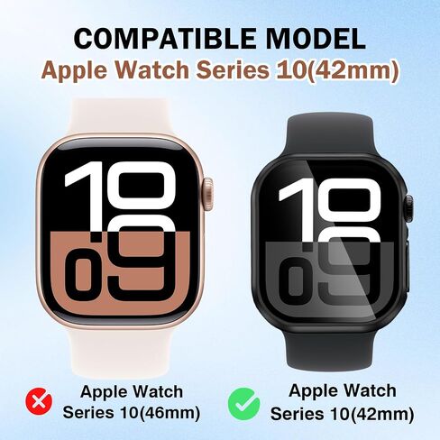 2 in 1 Waterproof Case Compatible for Apple Watch Series 10 Screen Protector 42mm Clear, Hard PC Face Cover with Built-in 9H Tempered Film for iWatch Series 10 42mm Case-Rose Gold in Saudi Arabia