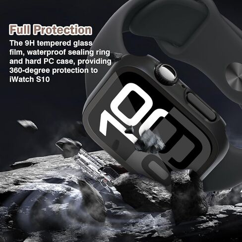 2 in 1 Waterproof Case Compatible for Apple Watch Series 10 Screen Protector 42mm Clear, Hard PC Face Cover with Built-in 9H Tempered Film for iWatch Series 10 42mm Case-Rose Gold in Saudi Arabia