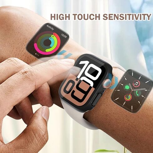 2 in 1 Waterproof Case Compatible for Apple Watch Series 10 Screen Protector 42mm Clear, Hard PC Face Cover with Built-in 9H Tempered Film for iWatch Series 10 42mm Case-Rose Gold in Saudi Arabia
