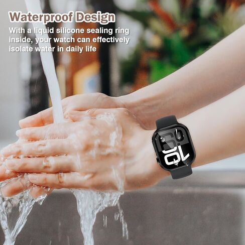 2 in 1 Waterproof Case Compatible for Apple Watch Series 10 Screen Protector 42mm Clear, Hard PC Face Cover with Built-in 9H Tempered Film for iWatch Series 10 42mm Case-Rose Gold in Saudi Arabia