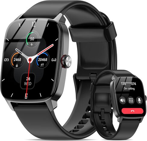 Smart Watch for Men & Women with Bluetooth Calling, 1.85" Touchscreen Fitness Tracker, Heart Rate & Sleep Monitor, 100+ Sports Modes, IP68 Waterproof, Compatible with Android & iOS in Saudi Arabia