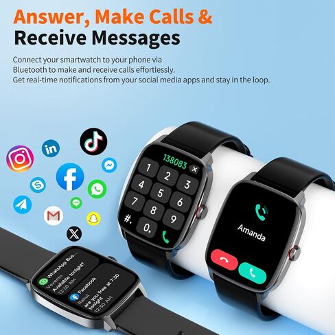 Smart Watch for Men & Women with Bluetooth Calling, 1.85" Touchscreen Fitness Tracker, Heart Rate & Sleep Monitor, 100+ Sports Modes, IP68 Waterproof, Compatible with Android & iOS in Saudi Arabia