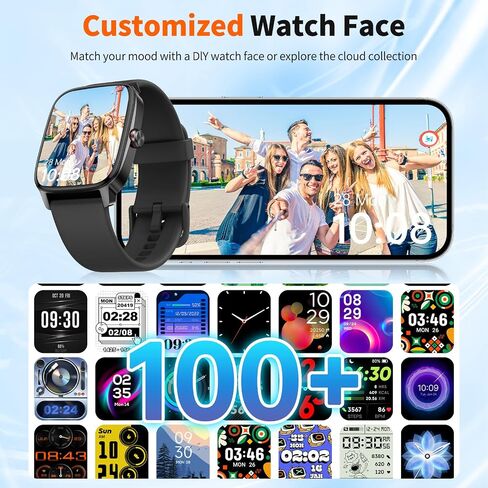 Smart Watch for Men & Women with Bluetooth Calling, 1.85" Touchscreen Fitness Tracker, Heart Rate & Sleep Monitor, 100+ Sports Modes, IP68 Waterproof, Compatible with Android & iOS in Saudi Arabia
