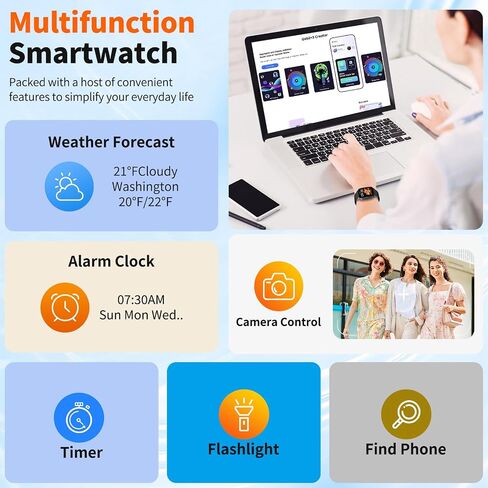 Smart Watch for Men & Women with Bluetooth Calling, 1.85" Touchscreen Fitness Tracker, Heart Rate & Sleep Monitor, 100+ Sports Modes, IP68 Waterproof, Compatible with Android & iOS in Saudi Arabia