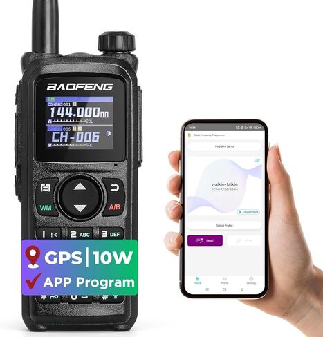 Baofeng UV-28 Plus Ham Radio Handheld مع GPS & App Programming ، 10W Long Range Walkie Dual Band Radio-Way Tway Radio ، FM Aviation NOAA Receiver مع نسخ التردد ، 1000CHS ، بطاريات مزدوجة 2200mAh in Saudi Arabia