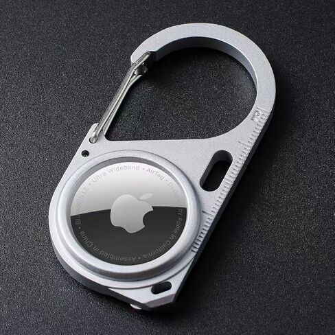 2 حزمة متوافقة مع حامل آمنة Apple Airtag المعدني مع Carabiner ، Snap Hook Lock anti-Lost Hard Detection Scase لعلامة الهواء. (الأسود والفضي) in Saudi Arabia