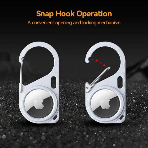 2 حزمة متوافقة مع حامل آمنة Apple Airtag المعدني مع Carabiner ، Snap Hook Lock anti-Lost Hard Detection Scase لعلامة الهواء. (الأسود والفضي) in Saudi Arabia