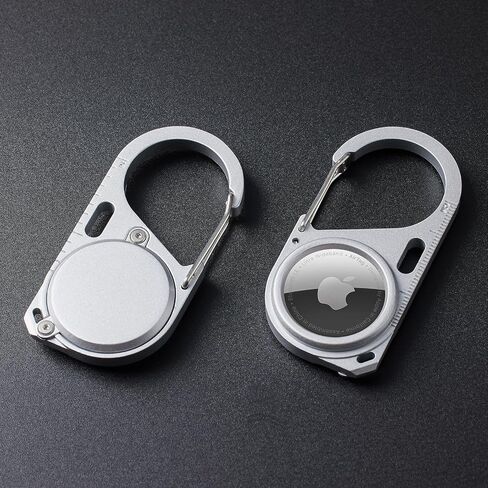2 حزمة متوافقة مع حامل آمنة Apple Airtag المعدني مع Carabiner ، Snap Hook Lock anti-Lost Hard Detection Scase لعلامة الهواء. (الأسود والفضي) in Kuwait