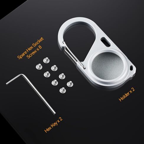 2 حزمة متوافقة مع حامل آمنة Apple Airtag المعدني مع Carabiner ، Snap Hook Lock anti-Lost Hard Detection Scase لعلامة الهواء. (الأسود والفضي) in Kuwait