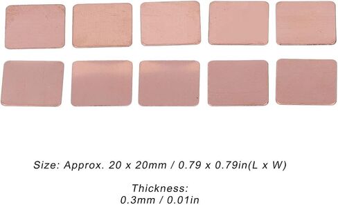 YWBL-WH Copper Heat Sink Pad, 20Pcs CPU Heat Sink Shim, Copper Shim for Laptop, Computer Heatsinks (0.3mm) in Kuwait