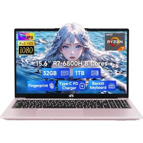 NIMO 15.6 "FHD Gaming-Laptop ، 8 Cores AMD Ryzen 7 6800H 32GB DDR5 RAM 1TB SSD (Beat Intel I7-12700H ، حتى 4.7 جيجا هرتز) AMD Radeon 680M GPU ، IPS Computer with 100W من النوع الخلفي-CALLIT BACKLIT