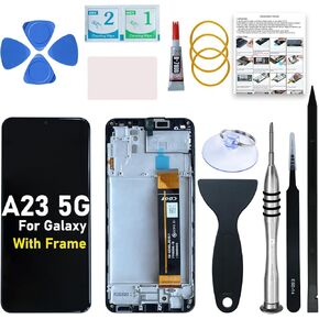 for Samsung Galaxy A23 5G LCD Screen Replacement OEM with Frame Compatible with Samsung Galaxy A23 5G SM-A236U SM-S236D LCD Screen Assembly with Repair Tools and Installation Manual