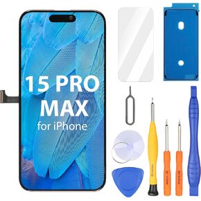 Ayake for iPhone 15 Pro Max Screen Replacement, 6.7 inch FHD LCD Display and Touch Digitizer Screen, True Tone Programmable, Face ID Remains (for A2849, A3105, A3106, A3108)