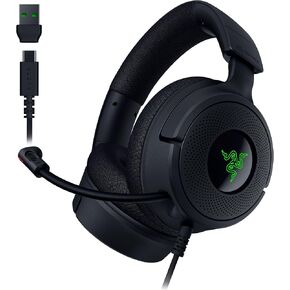 Razer Kraken V4 X Wired Gaming Headset: 40 mm Drivers - Cardioid Mic - Memory Foam Cushions - Chroma RGB Lighting - Type C & A Cable - PC, Mac, PS5, Nintendo Switch, Steam Deck, Smartphone (Renewed)