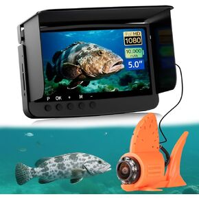 Underwater Fishing Camera Infrared Night Fishing Camera 5-inch HD Screen Equipped with 66-Foot About 20 Meters Cable 10000mah 10 Hours Battery Life for Ice Lake Sea Boat Kayak Fishing Fish Finder