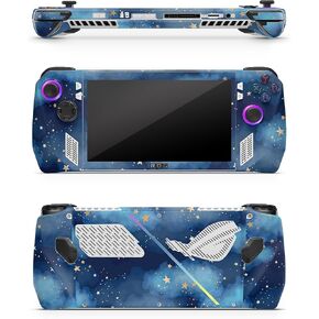 ZOOMHITSKINS Compatible for Asus Ally Rog X (2024) Skin, Blue Sky Night Stars Clouds Golden Navy Dark, Durable 3M Vinyl Sticker, Made in The USA