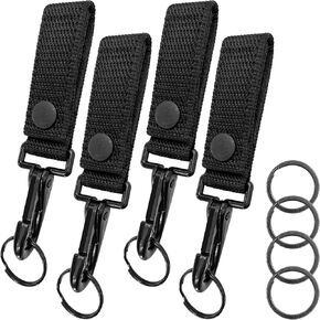 4 Pack Key Holder with Key Rings, Heavy Duty Belt Keeper Clip Key Holders, Police Duty Belt Key Holder Tactical Belt Clip Keychain