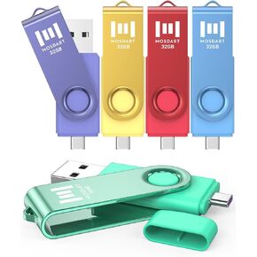 Mosdart 16GB Dual USB C Flash Drive ، Type C و USB محرك إبهام 2.0 ، عصا ذاكرة FAT32 لـ iPhone 15 و 16 ، هاتف Android ، iPad ، MacBook وأجهزة الكمبيوتر المحمولة ، ألوان نابضة بالحياة (حزمة 5) in Kuwait
