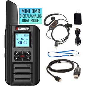 F711 DMR و Tenshd Dual Band Radio ثنائية الاتجاه مع كابل البرمجة ، CTCSSDCS ، Type-C ، التشفير ، Mini Dmr Digital Talkie لمطعم Office Office School ، Black 1 Pack