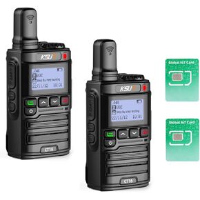 KSUN 4G Network Nationwide POC Radio with 1 Year Pre-Paid Sim Cards Walkie Talkies Long Range 5000 Miles for Outdoor Hiking Camping CT16 (2 Pack)