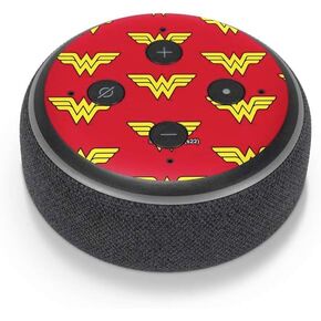 Skinit Skinit Audio Audio Skin متوافق مع Amazon Echo Dot 3 - تصميم نمط شعار DC Comics مرخص رسميًا