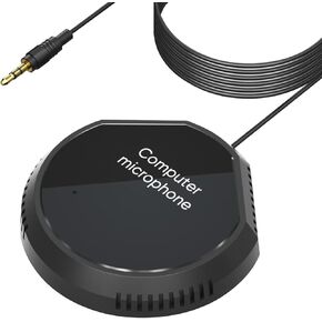 Desk USB Conference Speakerphone Microphone 360° Omnidirectional Condenser Plug & Play PC Computer Mic Support BT Speaker Touch-Sensor Buttons Mute Function Compatible with Windows Mac for PC