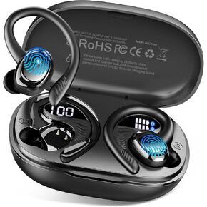 Wireless Earbuds Sport, Bluetooth 5.4 Headphones with Earhook, 2025 Hi-Fi Stereo Over Ear Buds, 50H Earphones with 4 ENC Noise Canceling Mics, IP7 Waterproof Headset for Running Workout (Android/iOS)