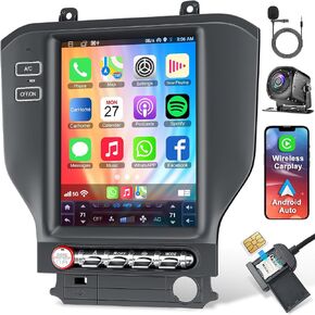 8-CoreDroid 13 Car Stereo for Ford Mustang 2015-2023 ، 10.4 بوصة راديو شاشة اللمس مع Carplay/Android Auto ، GPS ، WiFi ، Bluetooth ، FM ، دعم OBD2/DSP/DVR