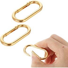 Giantree 2Pcs Gold Key Ring, Gold Carabiner, Gold Carabiner Clip Oval Snap Clip, Metal Keychain Clip for Purse Strap Alloy Round Buckle Key Hook for Bags Purse Keychain Replacement