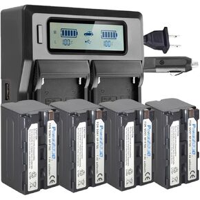 Power2000 4X Sony NP-F760 7.4V 4400mAh Lithium-Ion Battery with Dual Bay LCD Charger