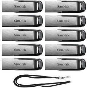 Sandisk 16GB Ultra Flair USB 3.0 Metallic Flash Drive SDCZ73-016G Bundle مع (1) Goram Black Lanyard (16 جيجابايت ، 10 حزمة)