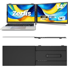 Laptop Screen Extender, Ultra-Thin 14" FHD 1080P Portable Monitor for Laptop, Lightweight Dual Monitor Extender Plug & Play for 13"-17" Laptops, Compatible with Wins/Mac/Android/Chrome