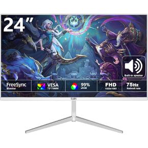 24 بوصة ألعاب الكمبيوتر مراقبة FHD 1920X1080P 75Hz معدل التحديث 16: 9 نسبة العرض إلى الارتفاع ماء التزامية التزامية المرئية للعمل والعب المنزلي دعم المكتب الجدار تثبيت （75 * 75mm）