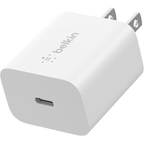 Belkin USB C Charger Block 20W, Fast Charging Block, Type C Wall Charger, Compatible with Apple iPhone 16, iPhone 15/14/13, Galaxy S25, Google Pixel 9, iPad, AirPods, etc - White