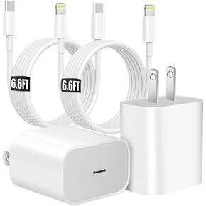 iPhone Charger【MFi Certified】 Fast Charger [2-Pack] 20W with 6.6FT Cable, Compatible with iPhone 14/13/12/11/X/XS/XR/8/7/6,iPad(1-9), Mini(1-5), Air(1/2/3),iPad Pro(Before 2018), AirPods(1/2/3/Pro1)