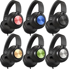 AILIHEN Classroom Headphones Bulk 12-Pack, Headphones Wired with Microphone for Students, Teens, Library, Chromebook, Laptop, Adjustable, Foldable, 3.5mm Jack - (Mixed Color)