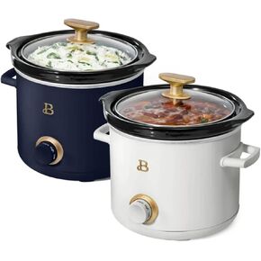 Beautiful 2-Pack, 2 qt slow cooker, Starry Night Blue, White icing by Drew Barrymore, Blue