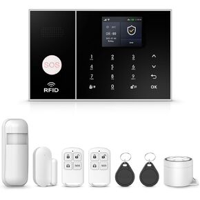 WiFi Alarm Security System for Home,App Alerts Push,Support 4G Phone Calling,Door Window Sensor,PIR Motion Detector,Remote,Work with Google Assistance for House Security(24 Piece Kits)