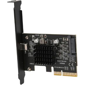 PCIE to USB 3.2 Gen 2 Card ، فتحة 4 شؤون ، 20 جيجابت في الثانية ، مزود طاقة مستقر مع واجهة 15pin ، متوافقة مع نظام التشغيل 10/11