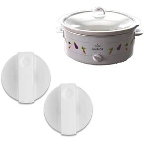Slow Cooker White Knob Replacement Compatible with Crock-Pot and Rival Slow Cookers – Adjustable, Heat-Resistant Control Dial for Vintage Crock Pot Models Two Pack – Easy Snap-On Install